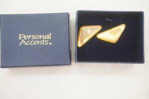 lot 269 image: Jewelry Lot Triangular Gold-Toned Stud Earrings
