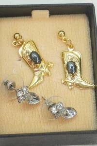 lot 280 image: Gold-Toned Cowboy Boot Dangle Earrings & Silver-Toned Dangle Earrings