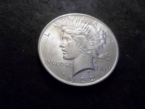 lot 34 image: 1922 Peace Silver Dollar Double Die Strike