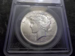 lot 38 image: 1924 Peace Silver Dollar In Graded Holder MS66
