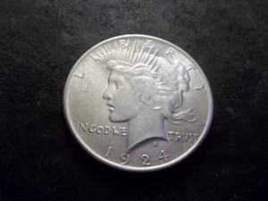 lot 43 image: 1924 Peace Silver Dollar