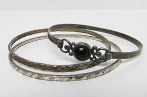 lot 16 image: Group of 3 Sterling Silver Bracelets #1