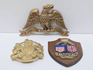 lot 123 image: 3 Old Vintage Military Insignia PlaquesDisplays