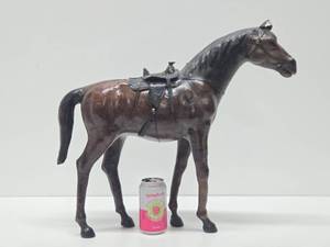 lot 145 image: Large Genuine Leather Horse Statue - 19 Tall