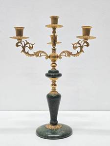 lot 157 image: Very Nice Quality Vintage 1950s Italian Brass &amp Marble Candle Stand