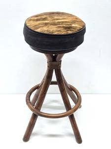 lot 158 image: Excellent Swivel Barstool wBrand New Cowhide Seat