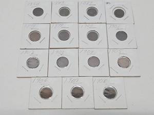 lot 156 image: Lot of 15 Different US Indian Head Pennies