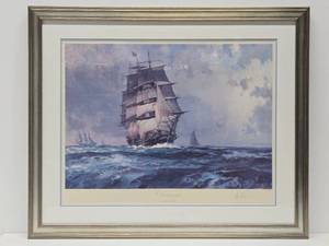 lot 83 image: Excellent Large Framed Signed Numbered Nautical Ship Print by John Stobart - Dreadnaught