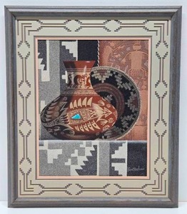 lot 86 image: Wonderful Original Native American Sand Painting