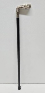 lot 100 image: Very Cool Chrome Dragon Handled Cane  Walking Stick