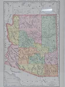 lot 95 image: Original Antique 1893 Map of the Territory of Arizona