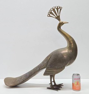 lot 36 image: HUGE Vintage Brass Peacock Sculpture&nbsp