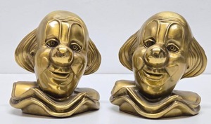 lot 42 image: Set of Mid Century Brass Clown Bookends
