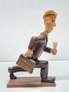 lot 47 image: Vintage Carved Wood Statue of a Man Heading to Work - 11