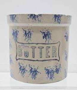lot 58 image: Antique Stoneware Butter Crock wLid