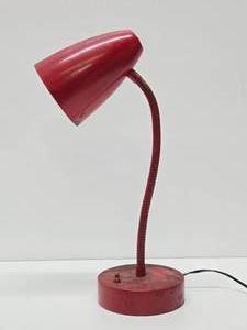 lot 50 image: Mid Century Industrial Gooseneck Desk Lamp - Red