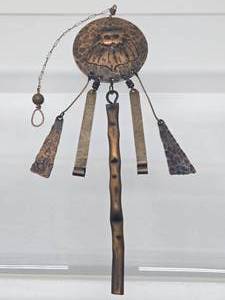 lot 275 image: Interesting Antique Hammered Copper Wind Ornament wJewel-Eyed Cat&nbsp