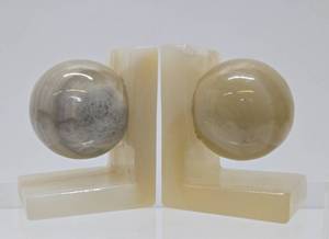 lot 277 image: Large &amp Heavy Onyx Sphere Bookend Set