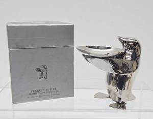 lot 279 image: Deco Chrome Serving Dish Penguin from Restoration Hardware