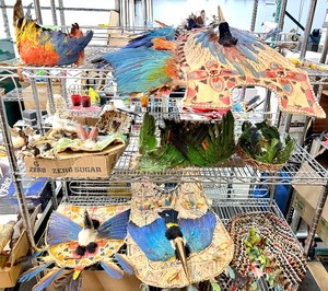 lot 31 image: Huge Collection of Vintage African Tribal Costumes &amp Adornments wFeathers Birds etc