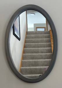 lot 27R image: FR - Oval Grey Framed Wall Mirror