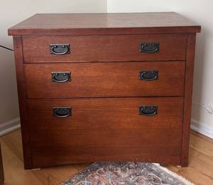 lot 44R image: LR - Wooden 3-Drawer File Cabinet with Dividers