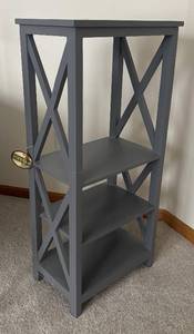 lot 57R image: U - Gray 3-Shelf Wood Shelf