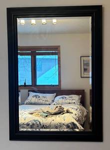 lot 59R image: LL  - Black Framed Wall Mirror