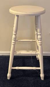 lot 68R image: LL  - Vintage White Painted Wooden Stool