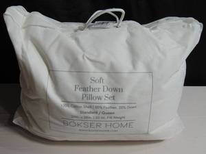 2 Pack Standard Size Soft White Duck Feather & Down Bed Pillow | BOKSER HOME