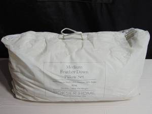 lot 12 image: 2 Pack Medium White Duck Feather & Down Bed Pillow King Size  BOKSER HOME