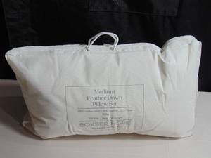 lot 22 image: 2 Pack Medium White Duck Feather & Down Bed Pillow King Size  BOKSER HOME