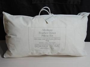 lot 29 image: 2 Pack Medium White Duck Feather & Down Bed Pillow King Size  BOKSER HOME
