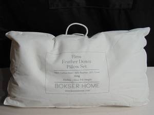 lot 34 image: 2 Pack Firm White Duck Feather & Down Bed Pillow King Size  BOKSER HOME