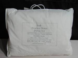 lot 37 image: 2 Pack Soft White Duck Feather & Down Bed Pillow Standard Size  BOKSER HOME