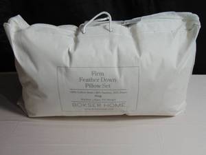 lot 42 image: 2 Pack Firm White Duck Feather & Down Bed Pillow King Size  BOKSER HOME
