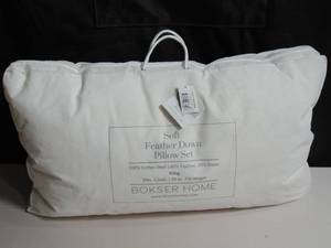 lot 45 image: 2 Pack Soft White Duck Feather & Down Bed Pillow King Size  BOKSER HOME