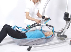 lot 5 image: MSRP $3000 Danish Made Scandinavian Design Ergolet Sole Power Patient Lift 385lb Capacity -Works Great -Plugs Into A Regular Home Light Socket To Charge&nbspOne of the few power lifts that&nbspcomes apart In two pieces for easy transport