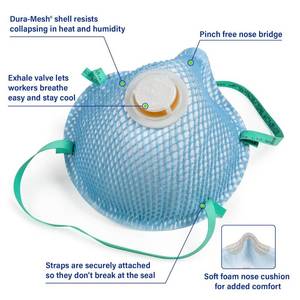 lot 18 image: MSRP $160 2 Boxes (10 masksbox) Moldex&nbspParticulate Respirators Masks WExhale Valve&nbsp2307N95&nbspMolded Nose Bridge, Cushion &amp Softspun&nbspLining Used for high risk of exposure to airborne particles, includes woodworking &amp demolition