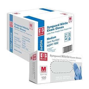 MSRP $120 = 1 Case (1000 gloves) NEW Basic NGPF 7002 Synguard Latex-Free Powder-Free Protein-Free Nitrile Exam Gloves - Size Medium