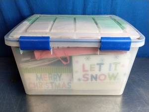 lot 30 image: Container of Christmas Decor and Gift Bags & Paper
