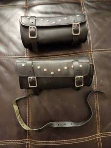 lot 106 image: Two Willie & Max Ranger studded synthetic leather motorcycle tool bags.