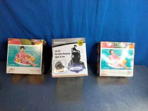 lot 70 image: Candy Delight Lounge Inflatables and IMBAPrice 18 LED Portable Hanging Light & Fan