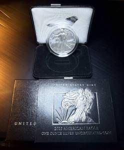 lot 2 image: Burnished 2025-W Silver Eagle wBox, Sleeve & COA