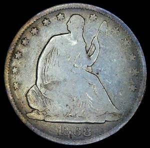 lot 14 image: VG 1868-S Liberty Seated Half Dollar - Cleaned