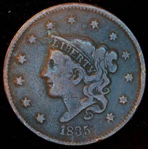 lot 23 image: VGF 1835 Coronet Head Large Cent