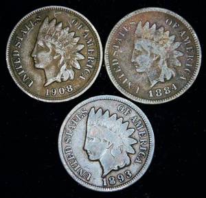 lot 25 image: XF 1908  (2) Circulated Indian Head Cents
