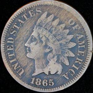 lot 26 image: 1865 Indian Head Cent - Fine