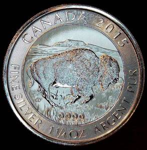 lot 34 image: 2015 Canada 1.25oz 9999 $8 Bison Coin