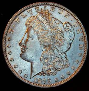 lot 37 image: AUAU 1879 Morgan Silver Dollar - appears dipped